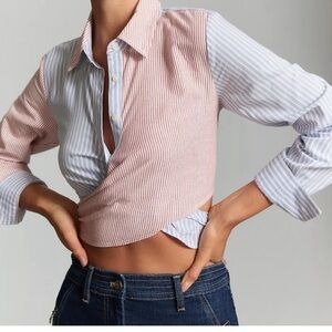 Maeve Two Tone Wrap Shirt-NWT
